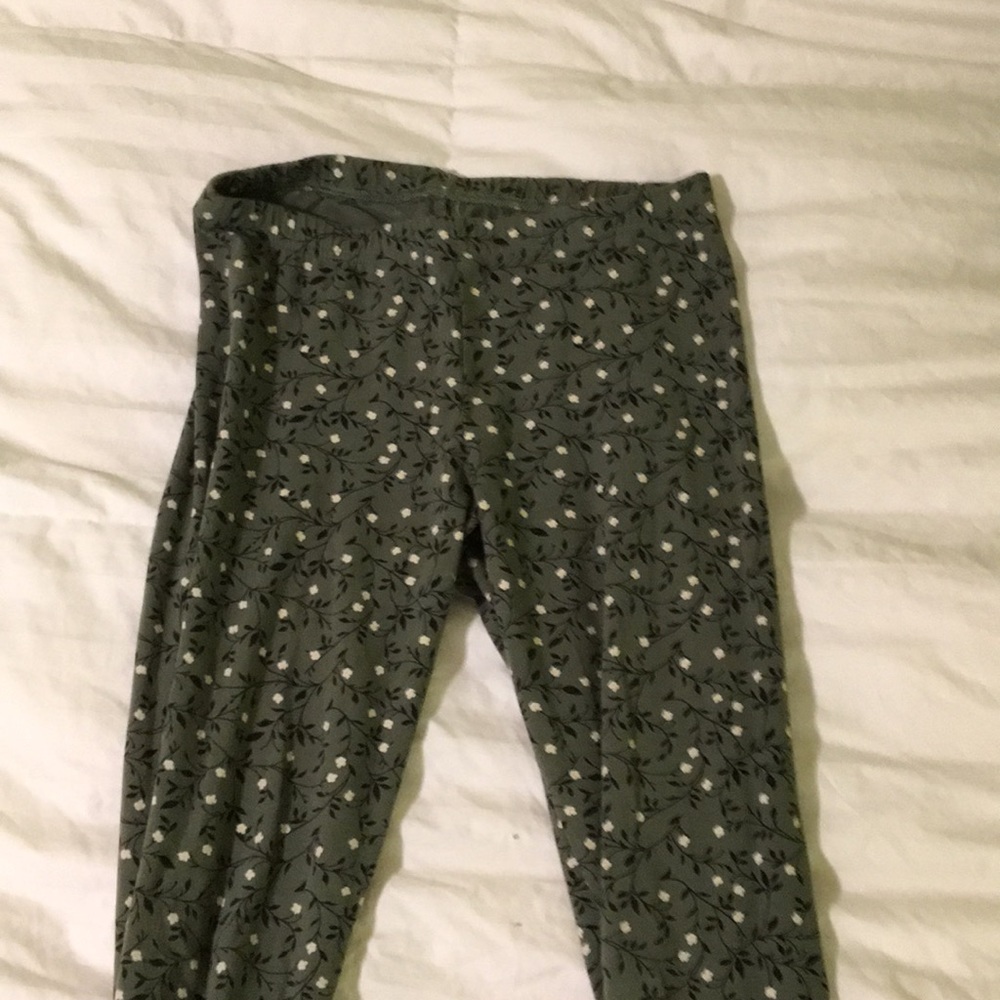 Green Floral Leggings